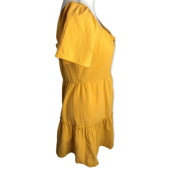 Rotita Mustard Yellow Button Up Sweetheart Neckline Mini Dress - Picture 5 of 10